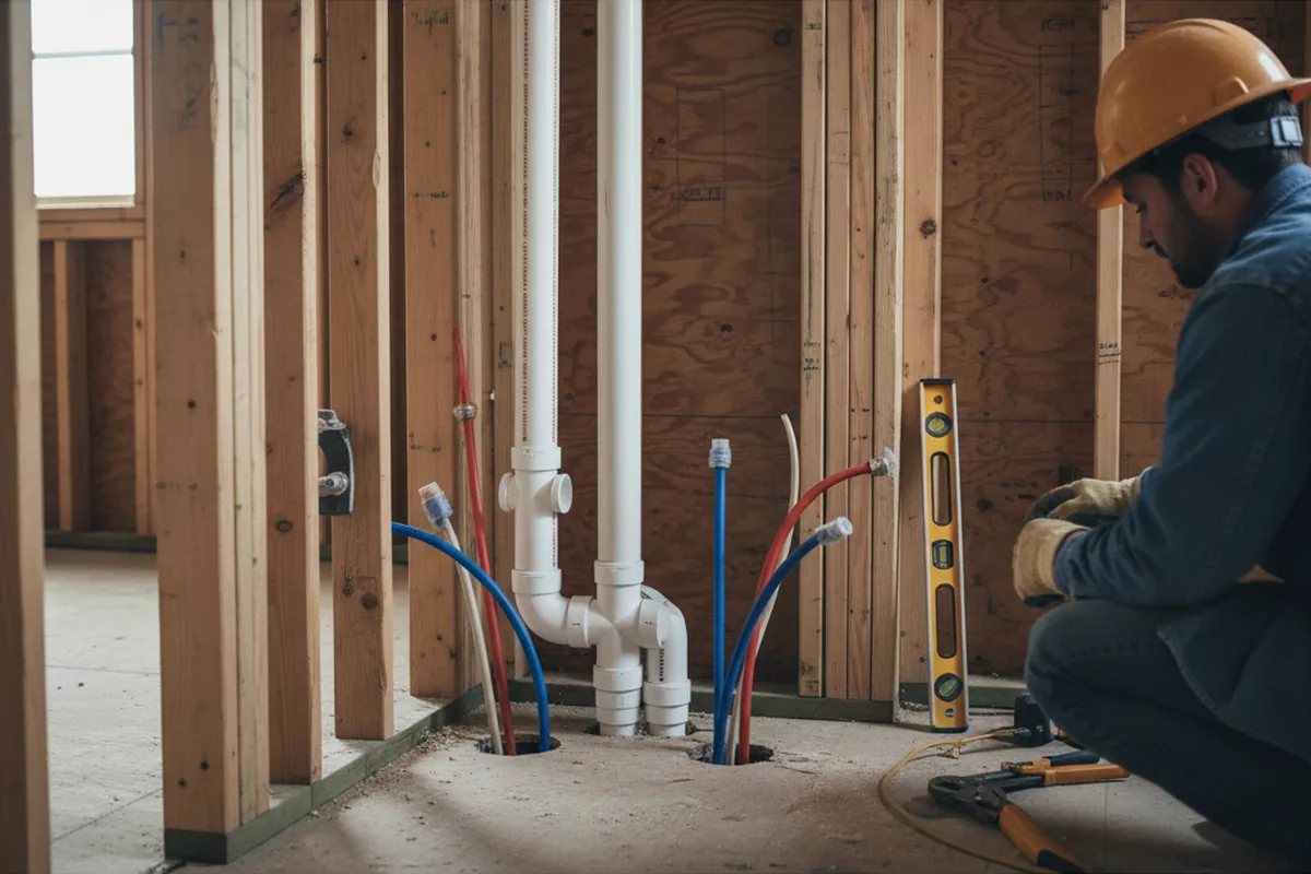 Drain and supply rough-in during Leak Detection in Dauphin