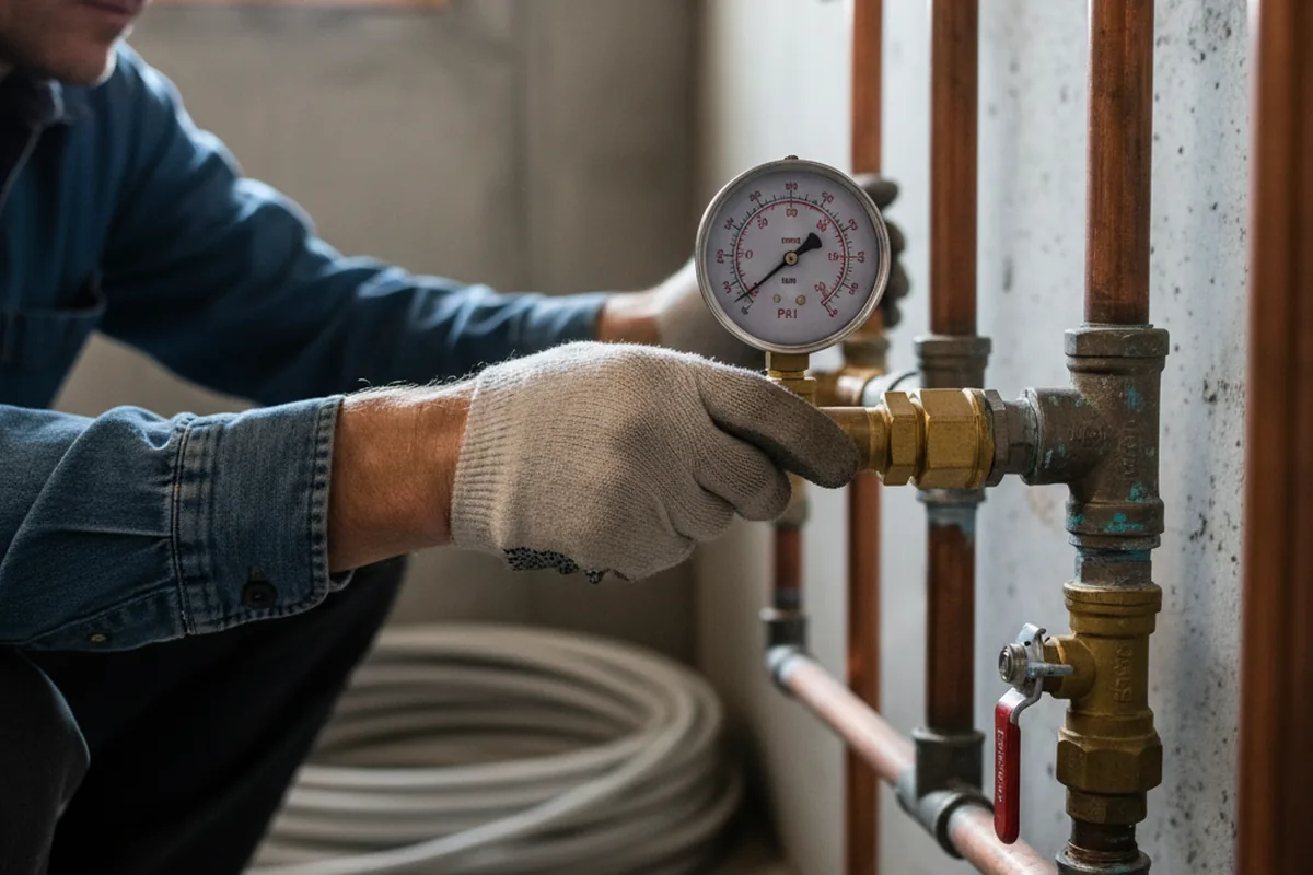 Pressure testing a repaired line during Water Line Repair in Dauphin